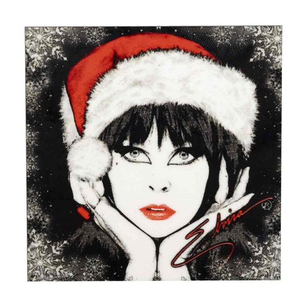 Elvira Santa Face Signature Square Magnet