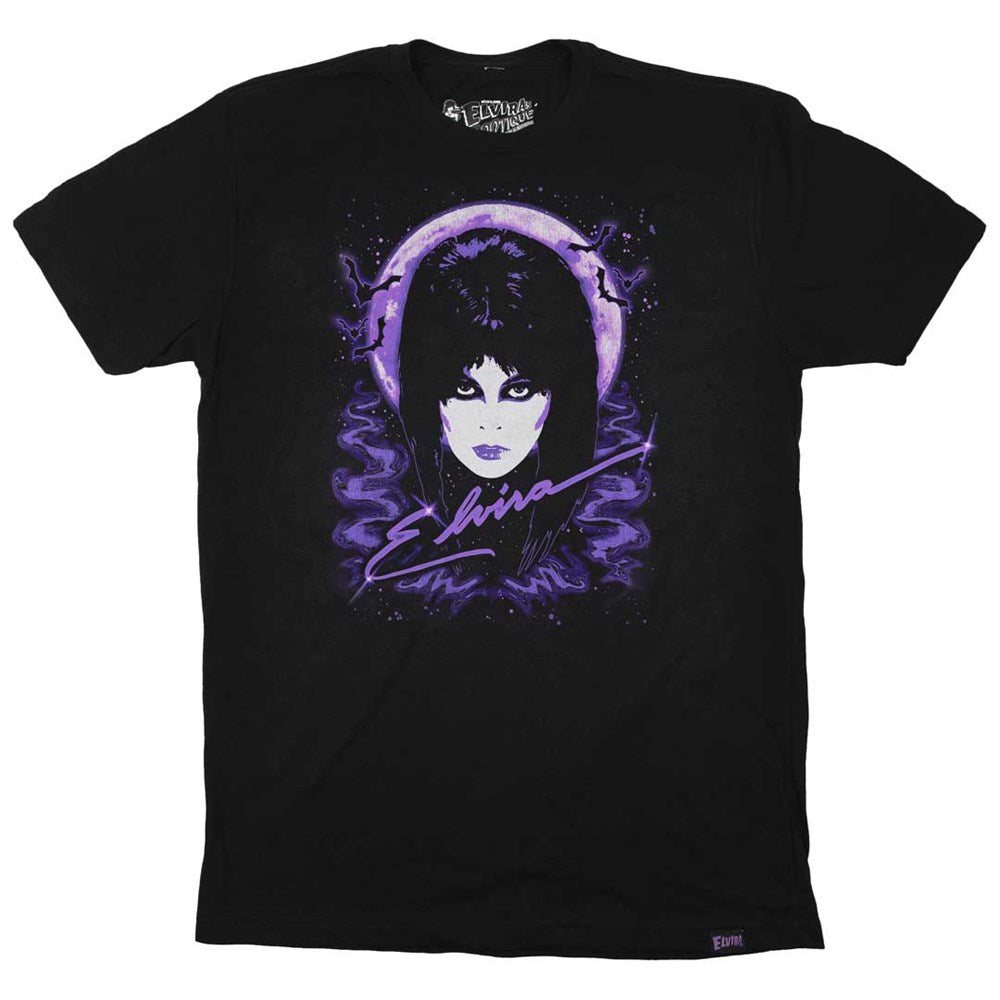 Elvira 80s Moon Purple Mens Black T-shirt