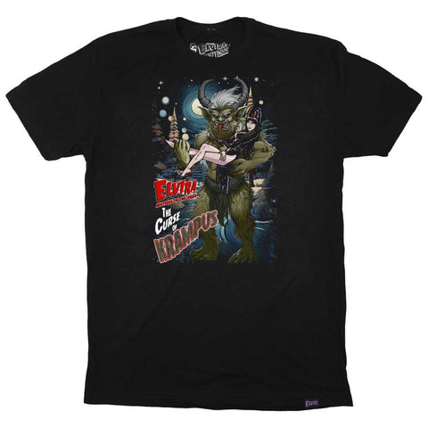 Elvira Curse Of Krampus Mens Black T-shirt