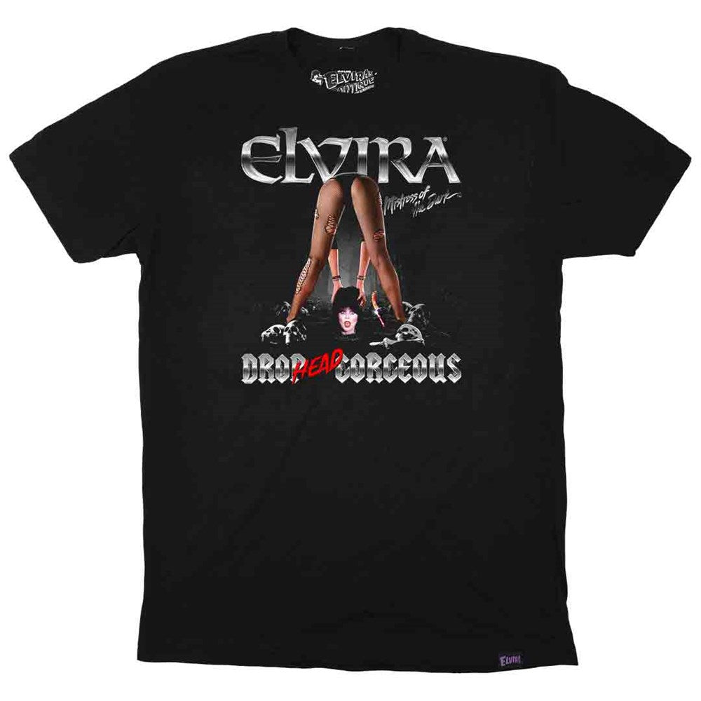 Elvira Drop Head Gorgeous Mens Black T-shirt