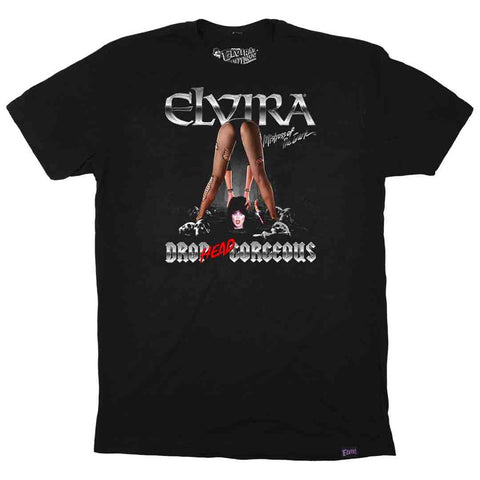 Elvira Drop Head Gorgeous Mens Black T-shirt