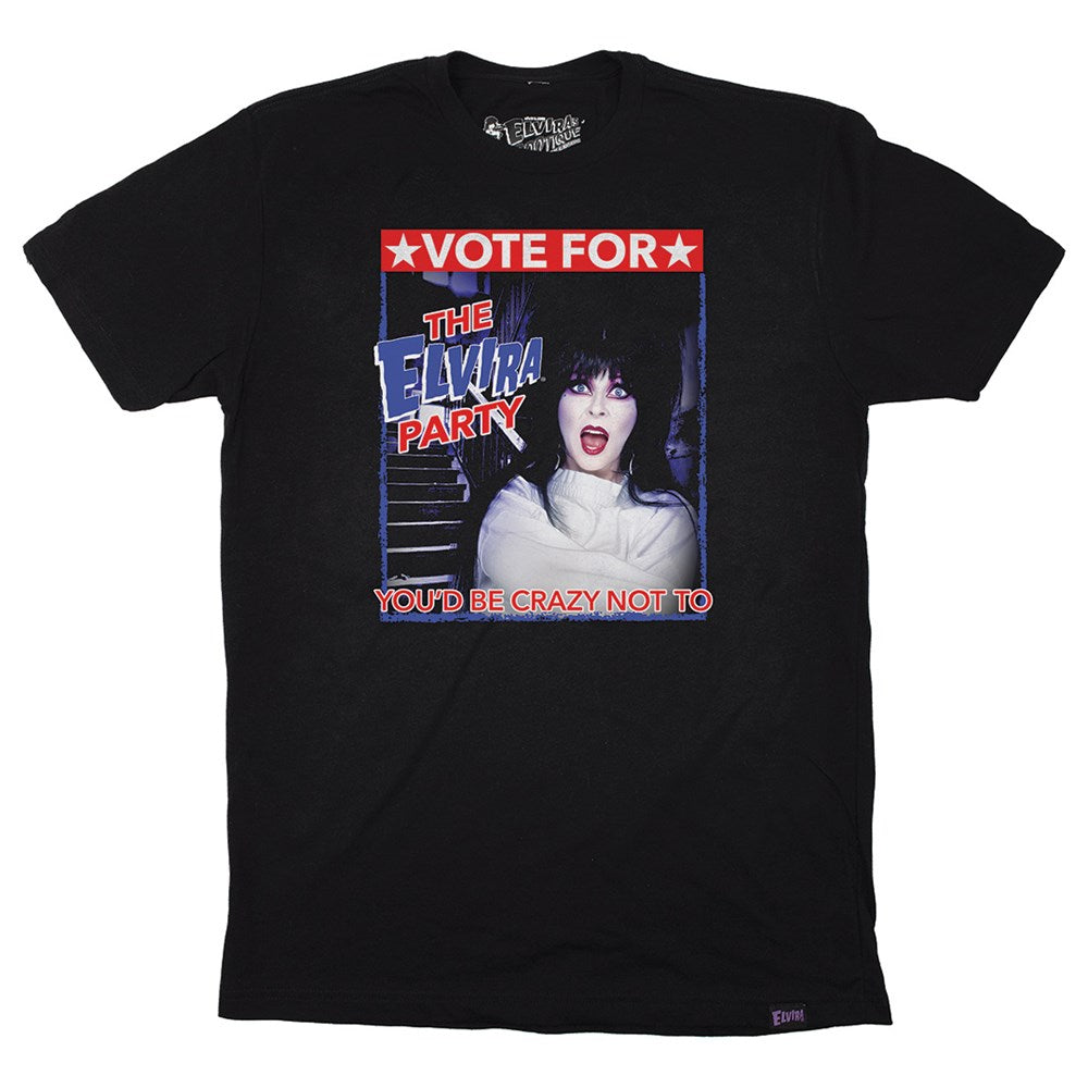 Elvira Crazy Vote For Mens Black Tshirt