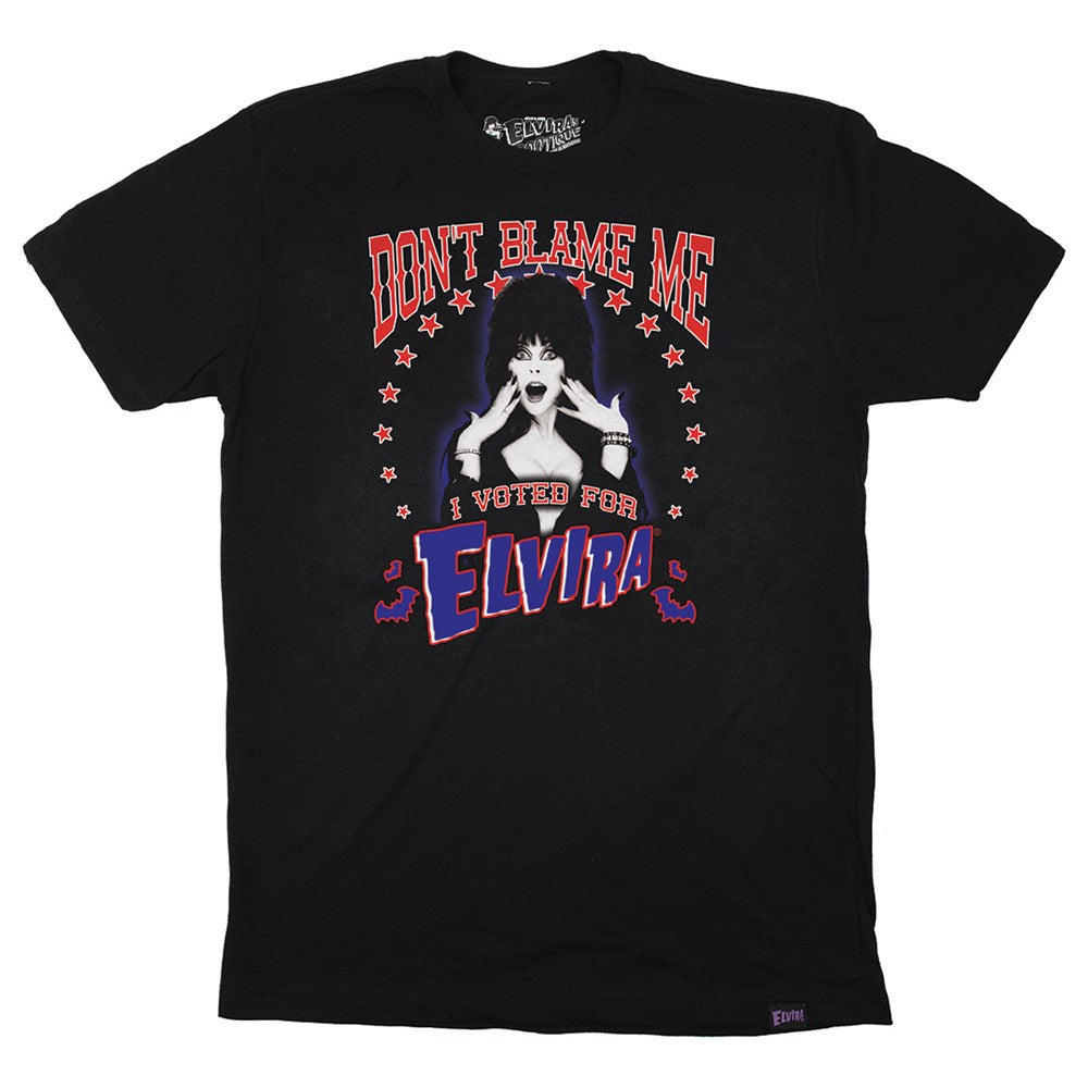 Elvira Dont Blame Me Mens Black Tshirt