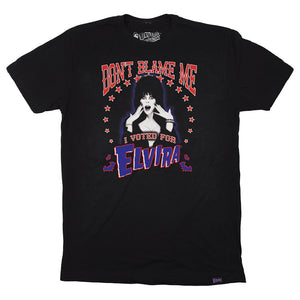 Elvira Dont Blame Me Mens Black Tshirt