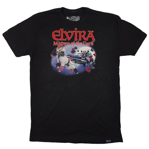 Elvira Gonk Sleigh Mens Black T-shirt