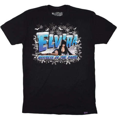 Elvira In Snow Mens Black Tshirt