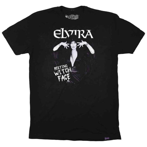 Elvira Resting Witch Face Mens Black T-shirt