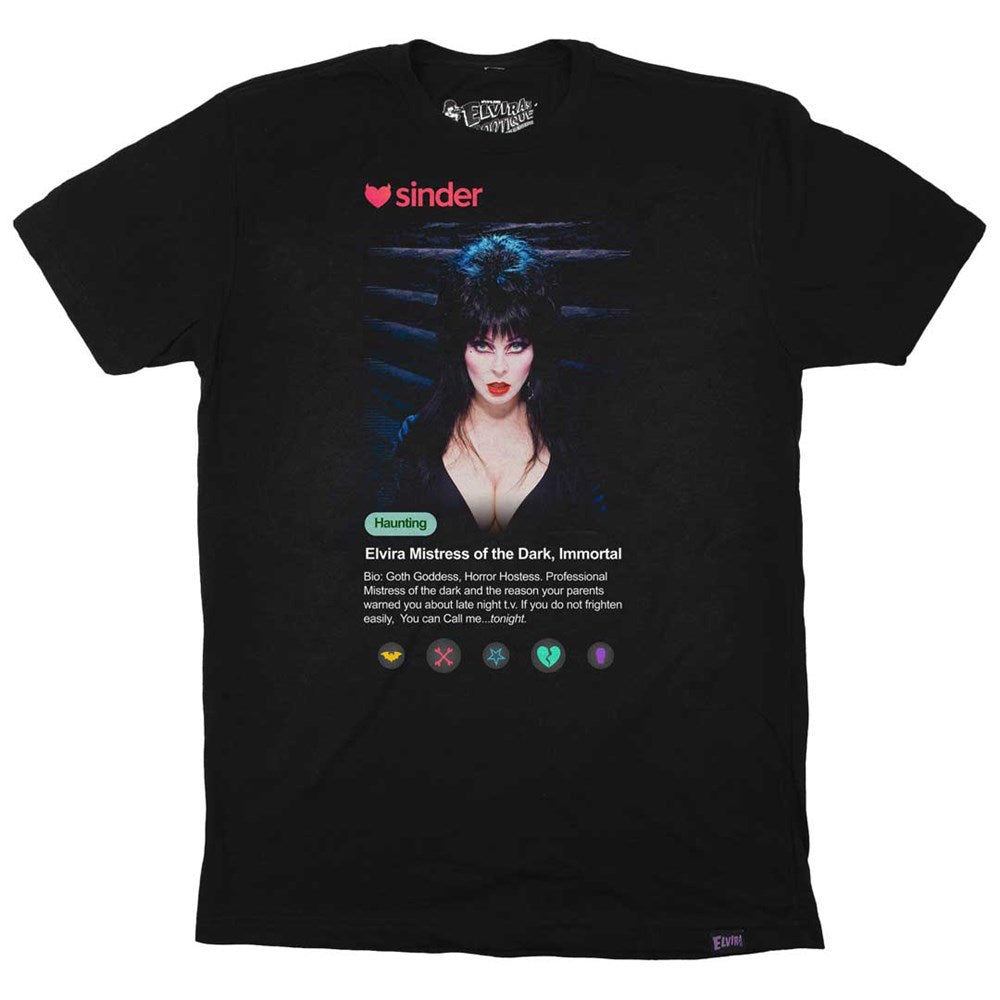 Elvira Sinder Blue Mens Black T-Shirt