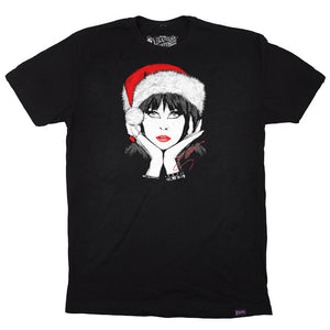 Elvira Santa Face Signature Mens Black T-shirt