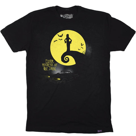 Elvira Spiral Hill Car Mens Black Tshirt