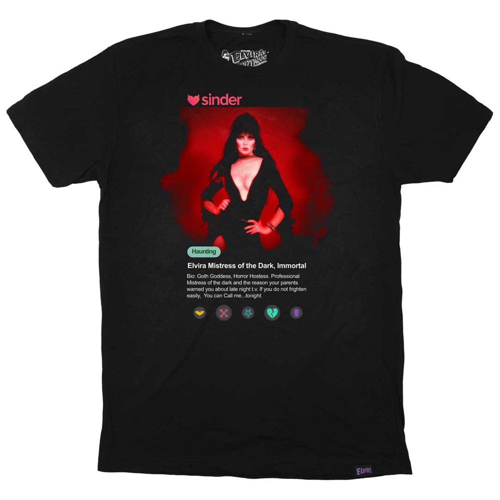 Elvira Sinder Red Mens Black T-Shirt