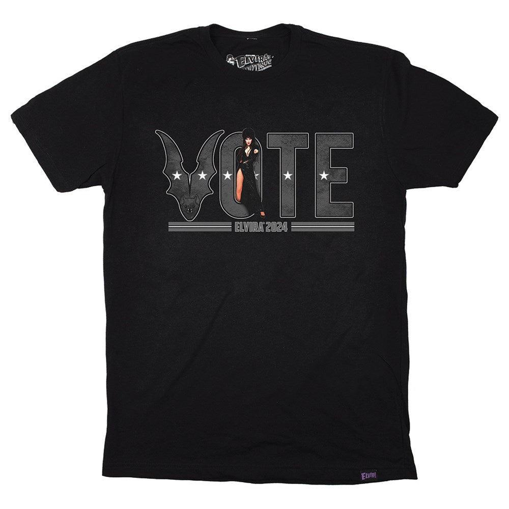 Elvira Vote Bat Mens Black Tshirt