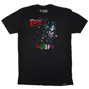 Elvira Viva Xmas Tree Mens Black T-shirt