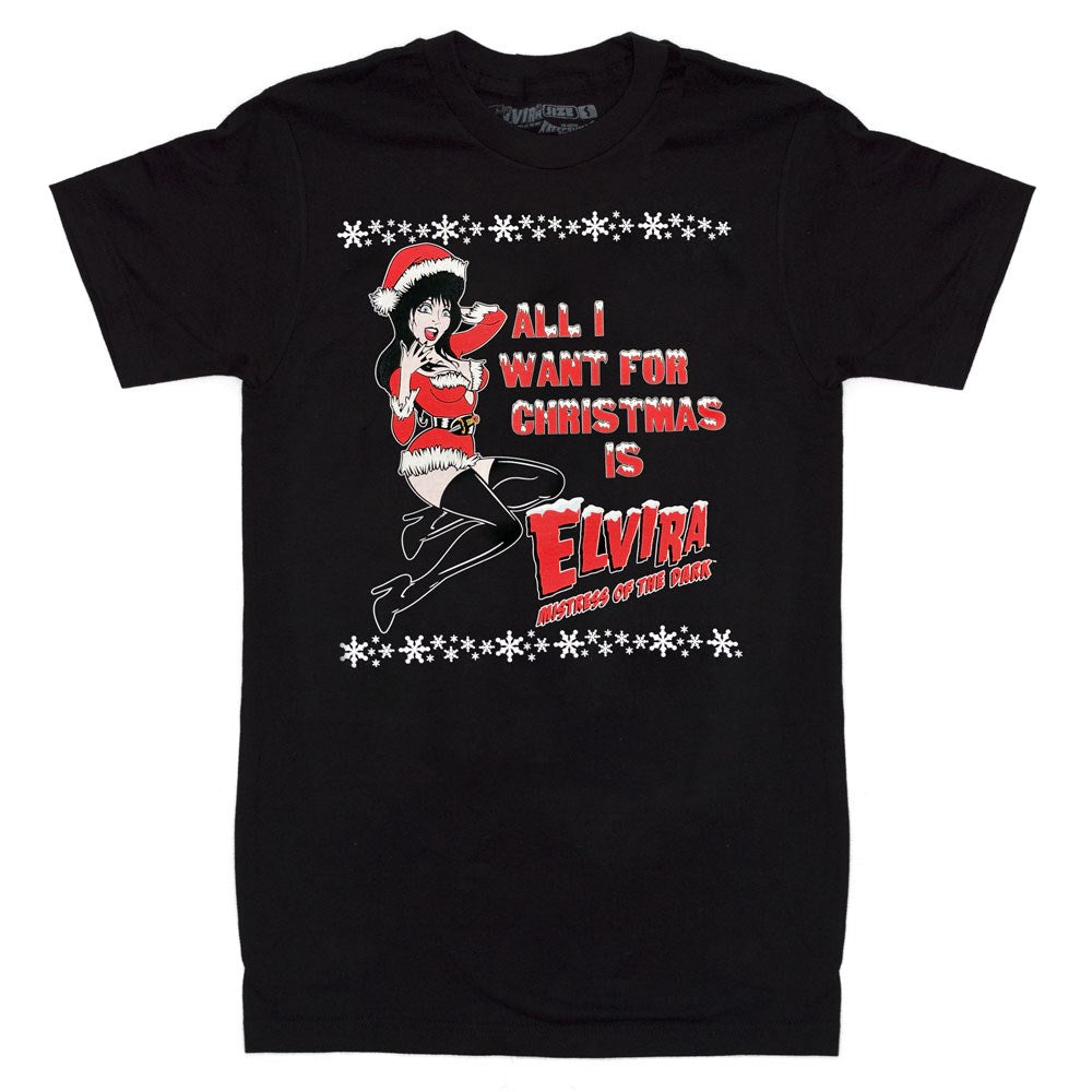 Elvira All I Want For Xmas Mens Tshirt