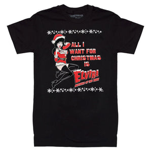 Elvira All I Want For Xmas Mens Tshirt