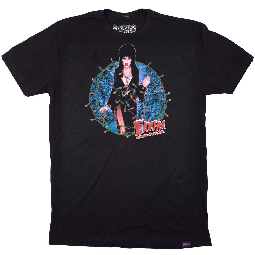 Elvira Xmas Lights Mens Tshirt