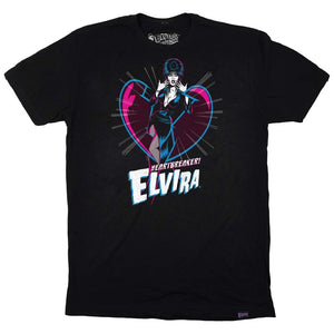 Elvira Heartbreaker Pink Mens Black T-shirt