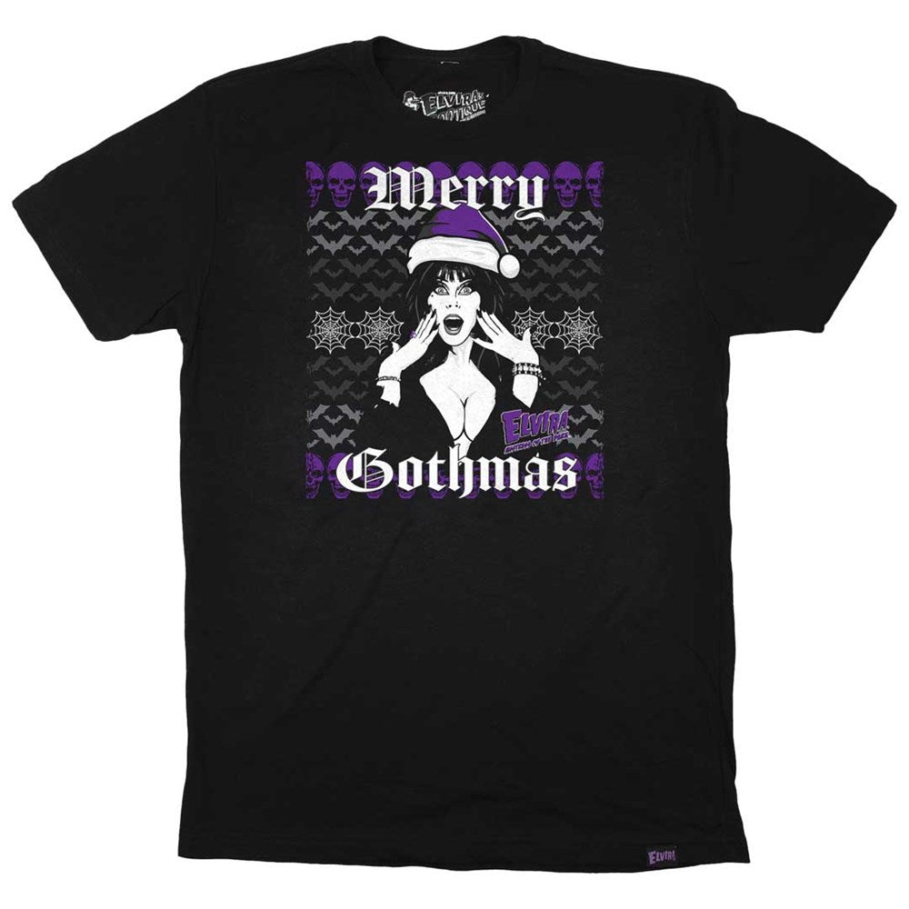 Elvira Merry Gothmas Mens Black T-shirt