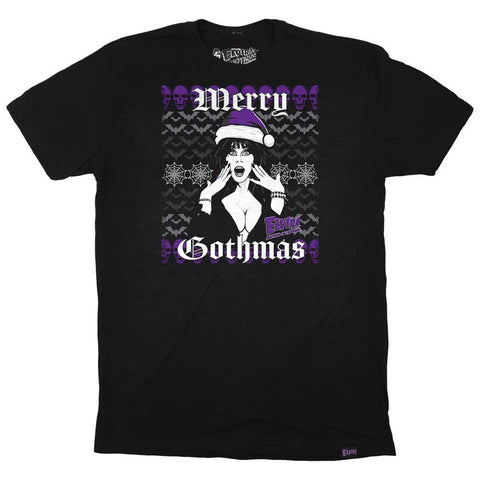 Elvira Merry Gothmas Mens Black T-shirt