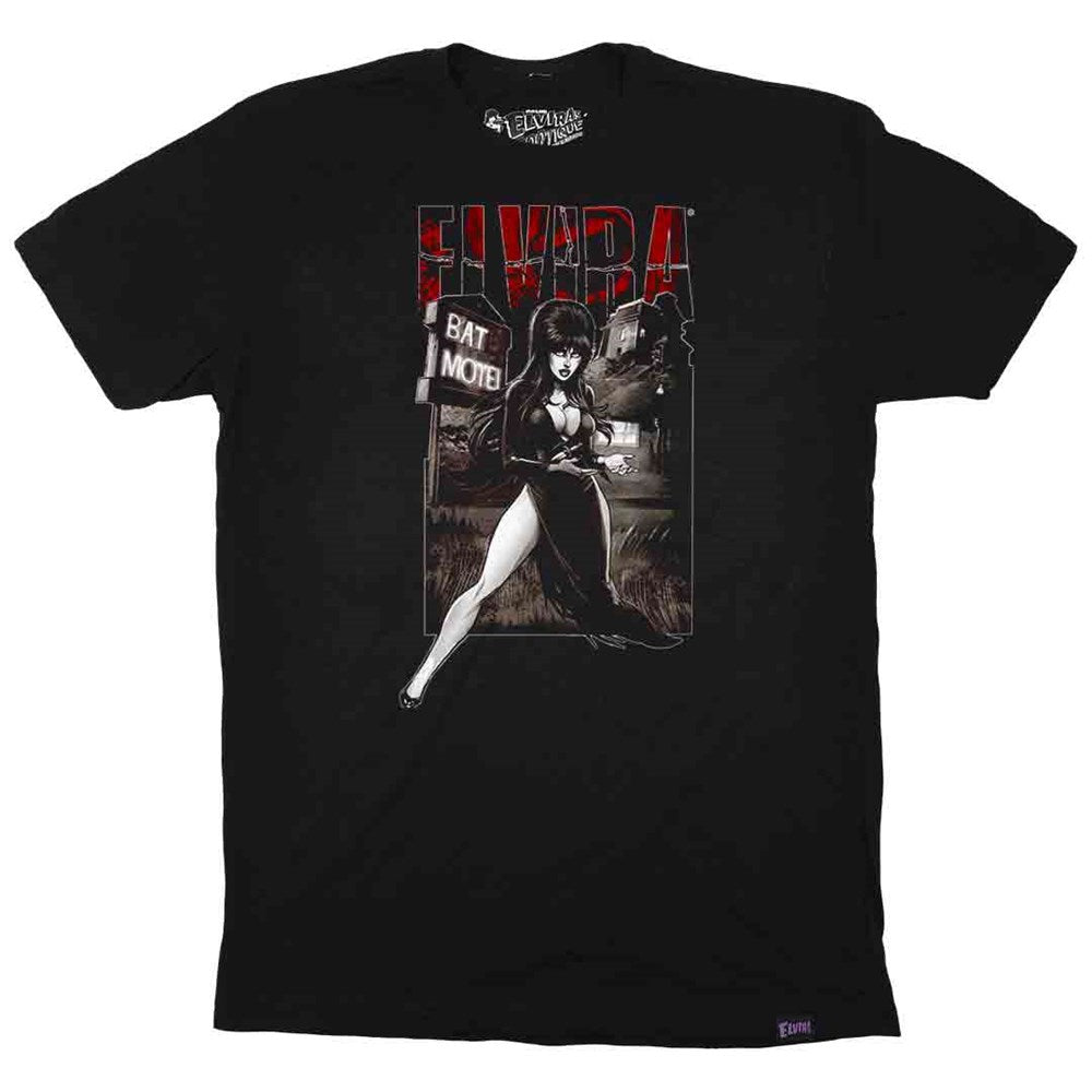 Elvira Psycho Comic Mens Black T-shirt
