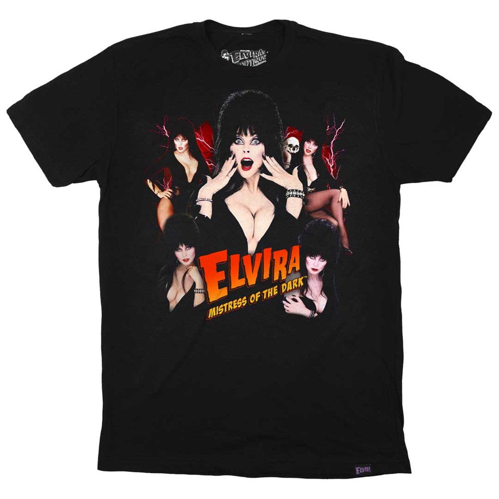 Elvira Red Collage Men's Black T-Shirt