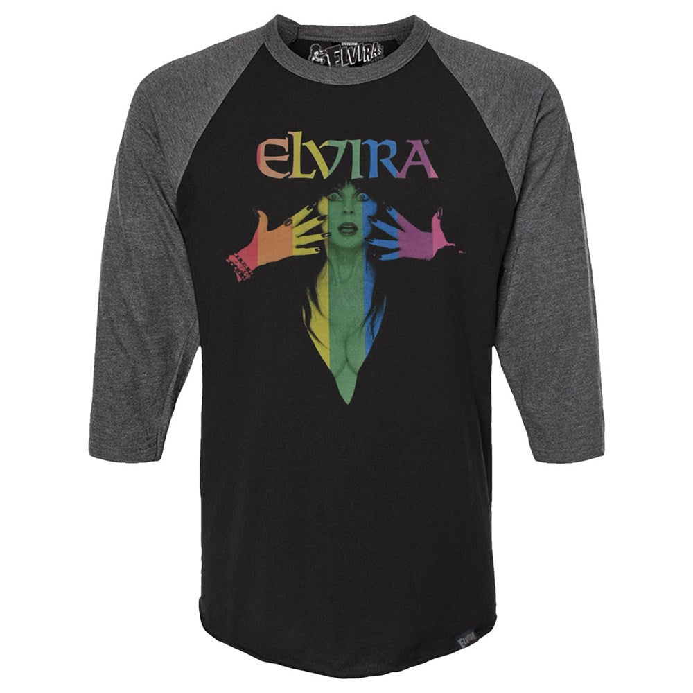 Elvira Pride Classic Logo 3/4 Sleeve Raglan Charcoal ShirtTshirt