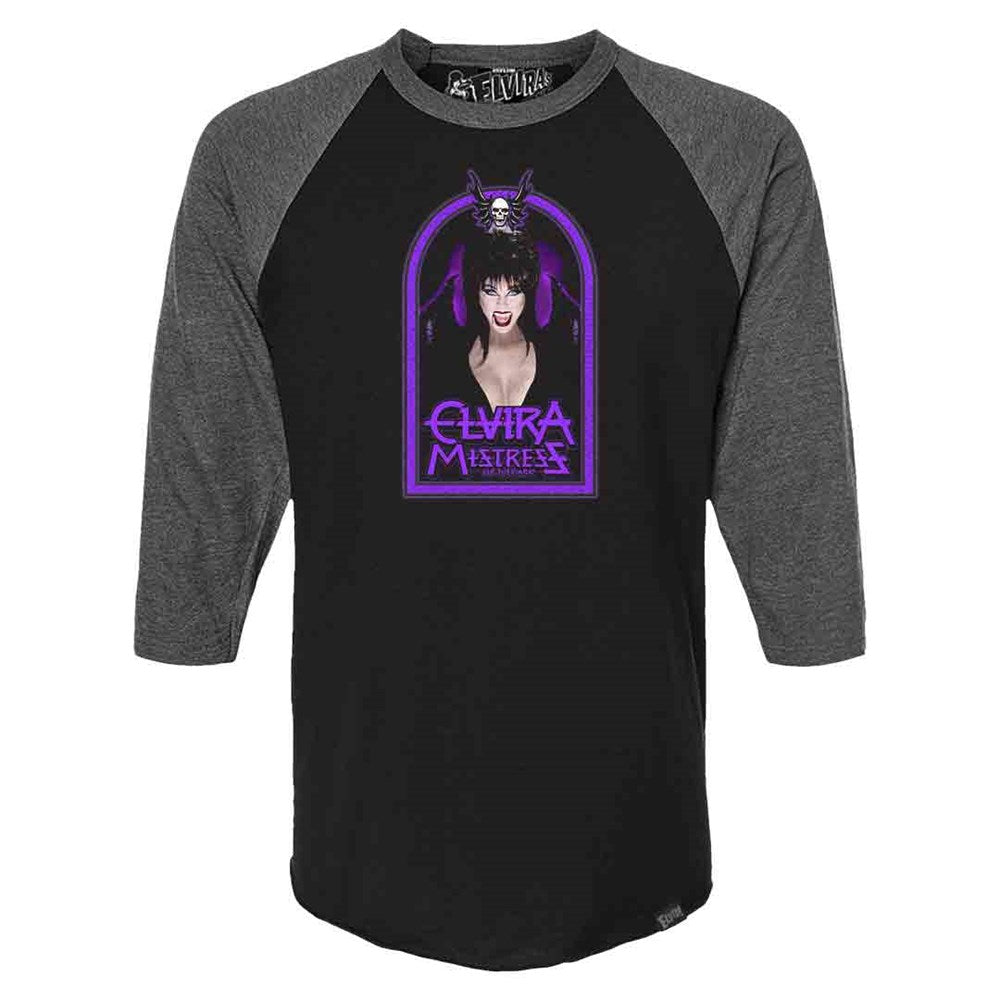 Elvira Princess Of Darkness 3/4 Sleeve Raglan Charcoal Shirt