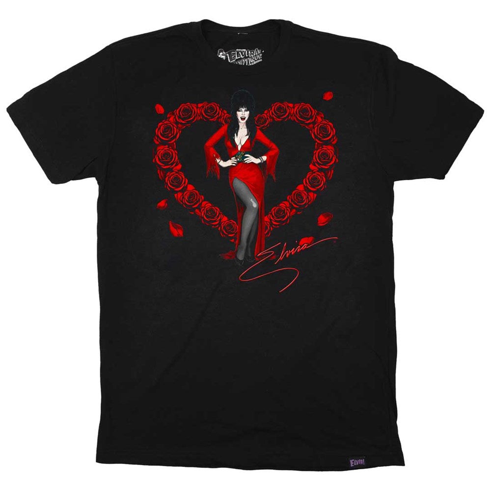 Elvira Red Heart Love Mens Black T-Shirt