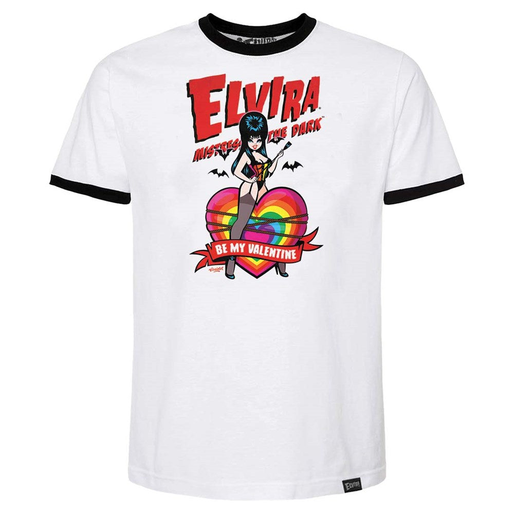 Elvira Be My Valentine Rainbow Ringer Tshirt