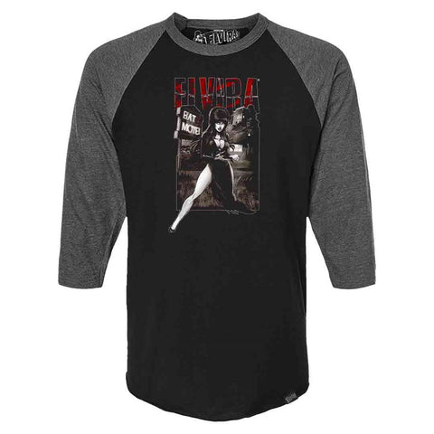 Elvira Psycho Comic 3/4 Sleeve Raglan Charcoal Shirt