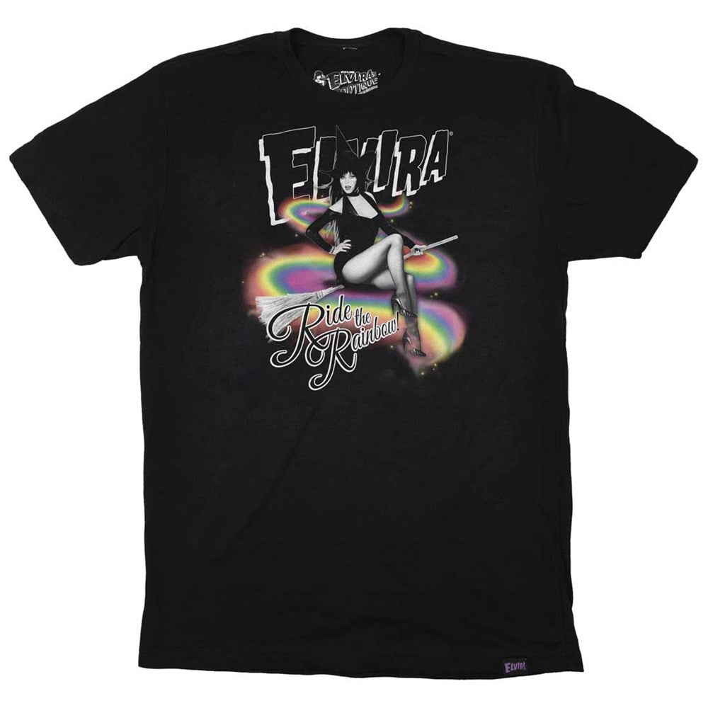 Elvira Ride The Rainbow Men's Black T-shirt