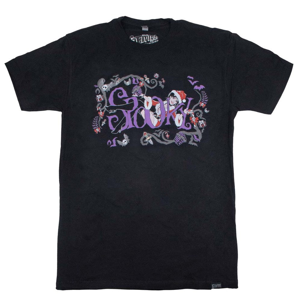 Elvira Spooky Santa Mens Tshirt