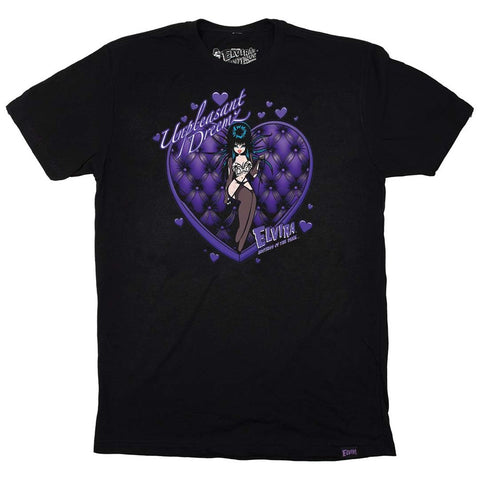 Elvira Unpleasant Dreamz Heart Mens Black T-shirt