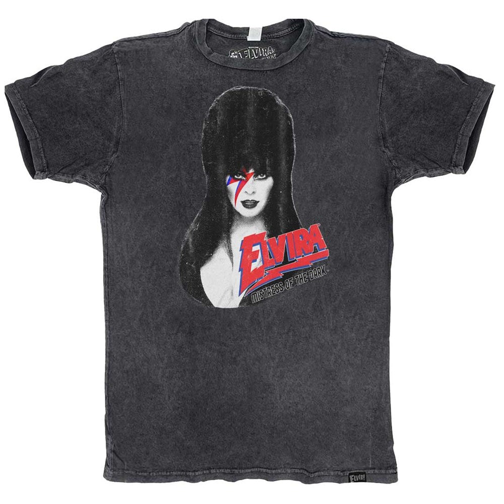 Elvira Bowie Bolt Distressed Vintage Black T-shirt