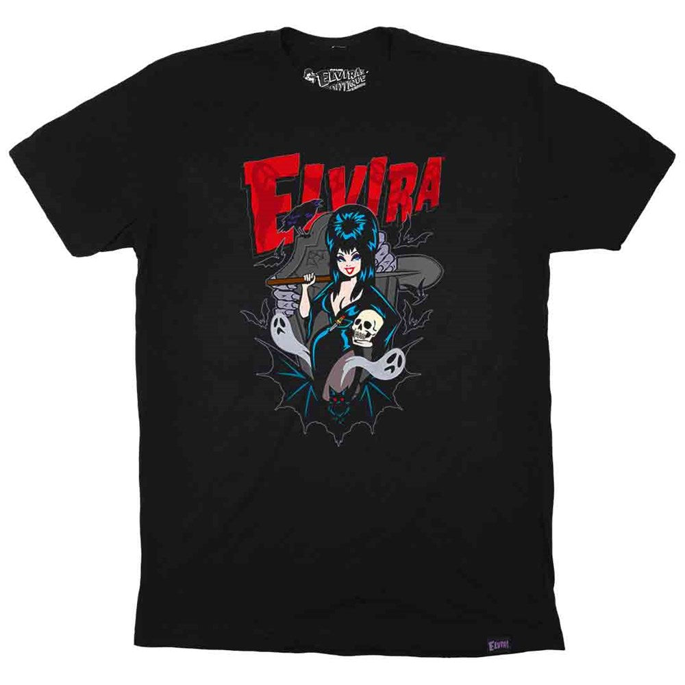 Elvira Viva Haunting Will Go Mens Black T-shirt