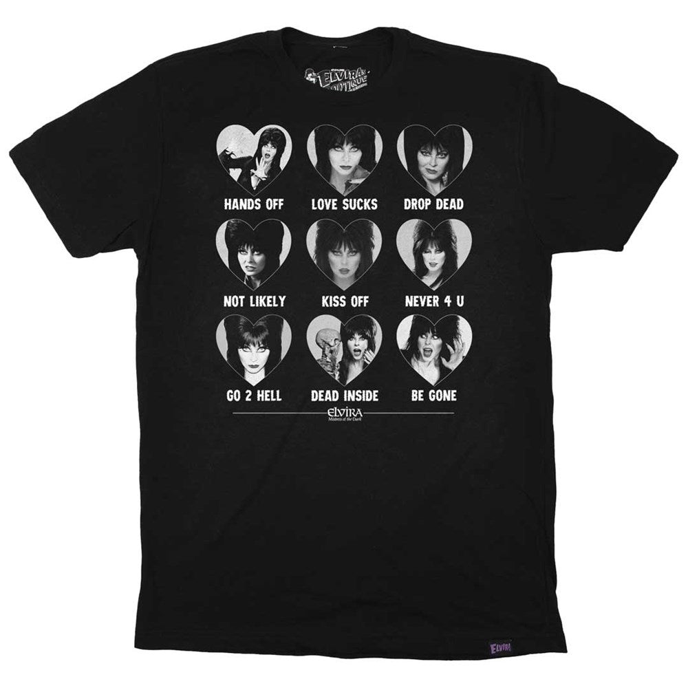 Elvira Wicked Hearts Repeat Mens Black T-Shirt