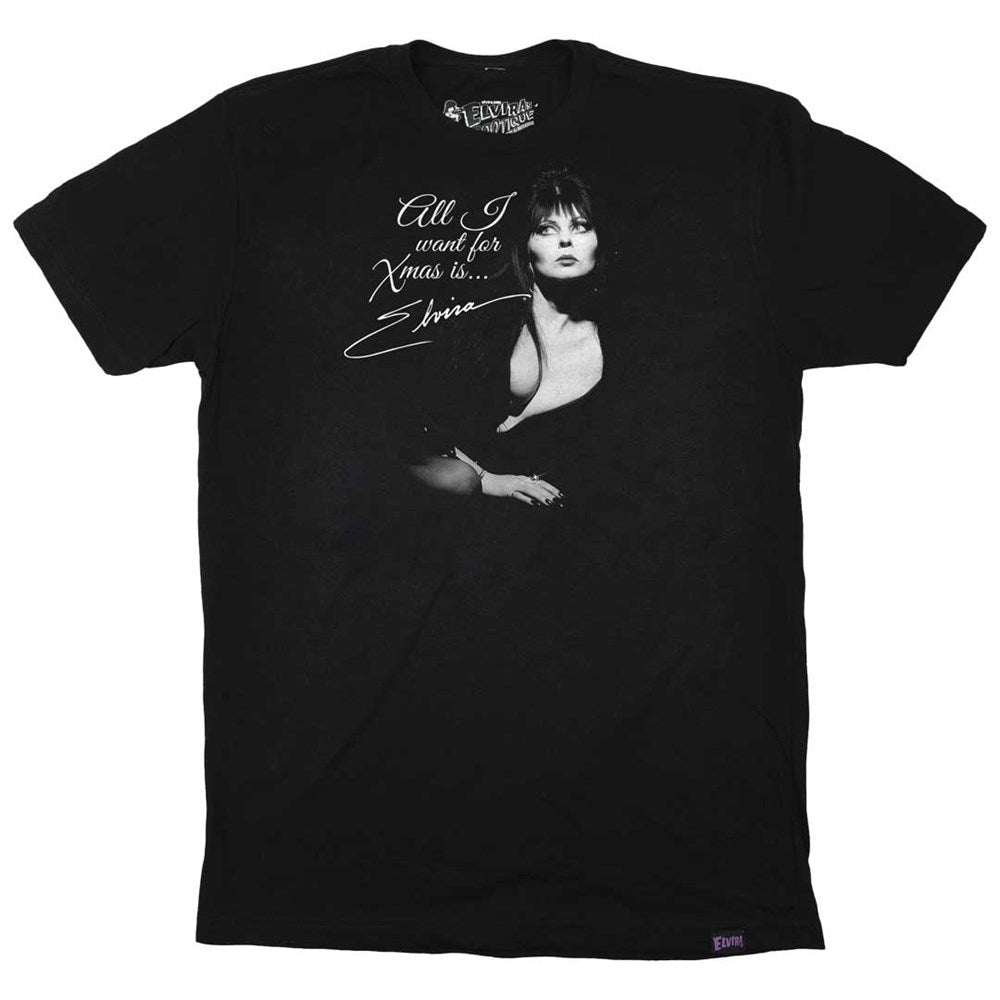 Elvira All I Want Xmas Elvira Mens Black T-shirt