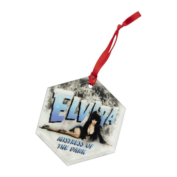 Elvira In Snow Hex Glass Ornament