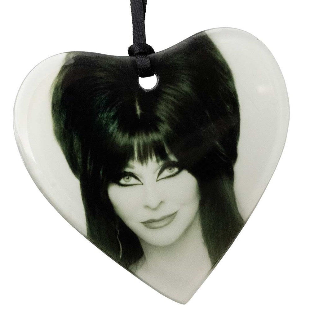 Elvira Smile Portrait Glass Heart Ornament