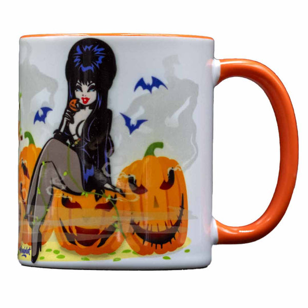 Elvira Pumpkin Vine Orange Rim Mug