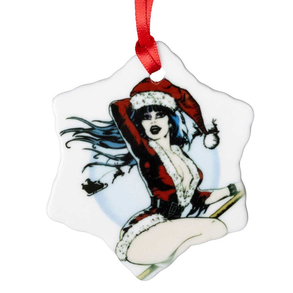 Elvira Xmas Comic Witch Snowflake Ornament