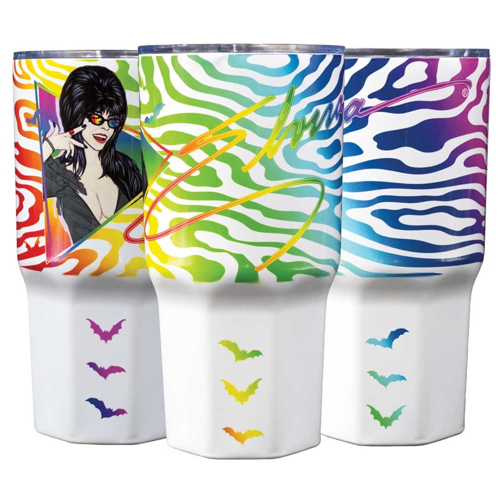 Elvira New Wave Bats Rainbow Polar Tumbler