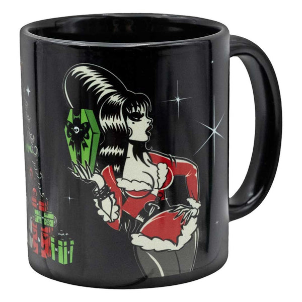 Elvira Retro Xmas Tree Black Mug