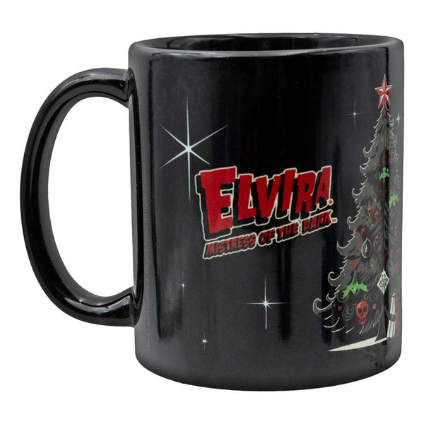 Elvira Retro Xmas Tree Black Mug