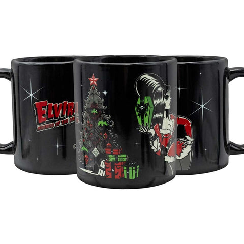 Elvira Retro Xmas Tree Black Mug