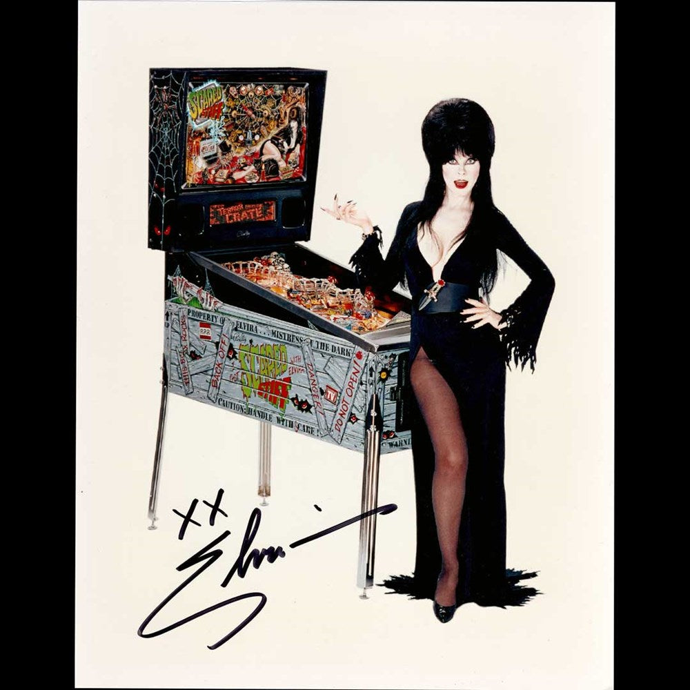 Elvira Autographed Vintage Pinball Print