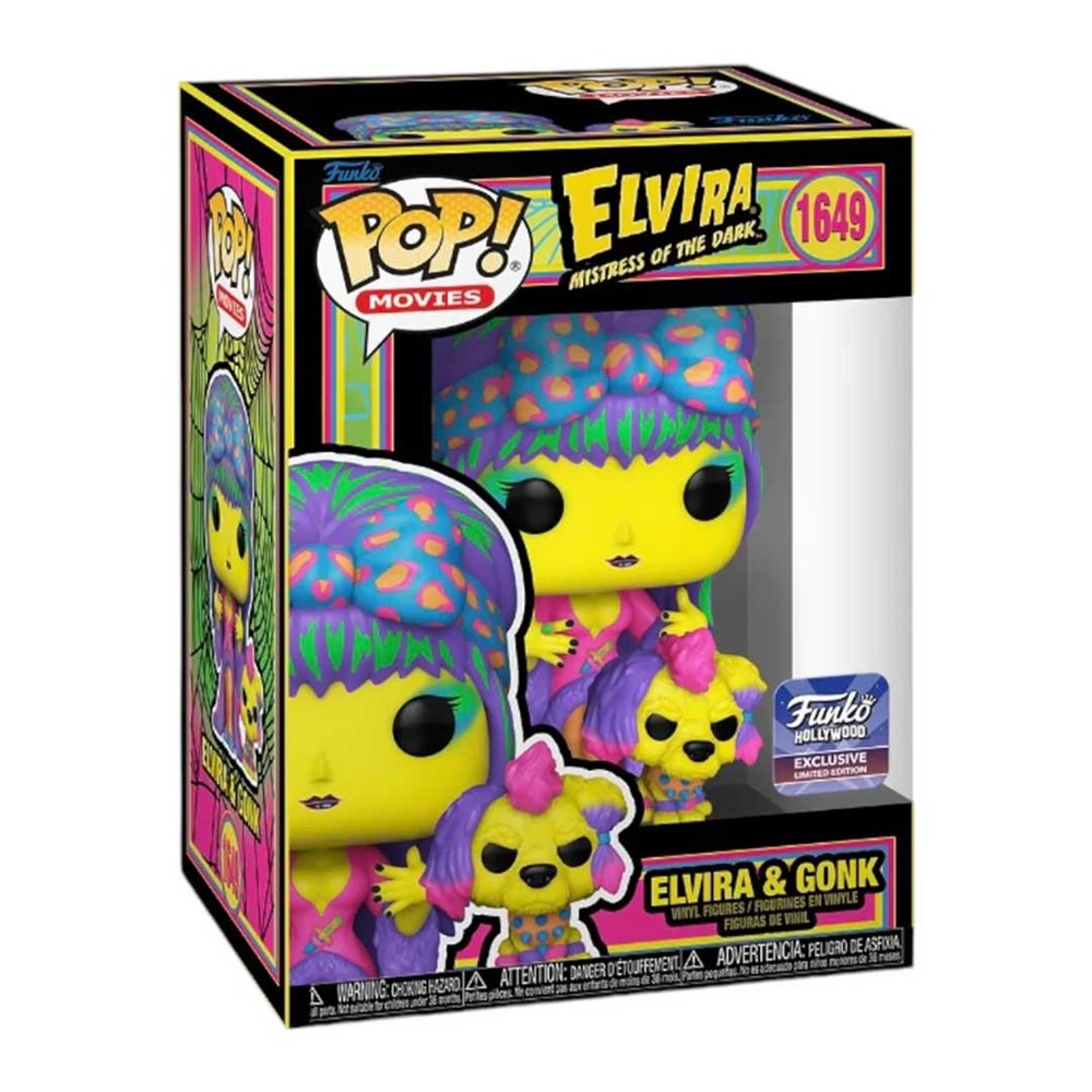 Elvira & Gonk  Blacklight Hollywood Exclusive Funko Pop #1649