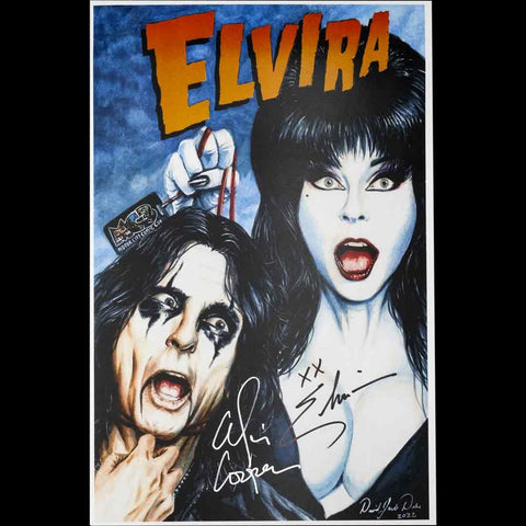 Elvira Signed Alice Cooper and Elvira Motor City Comic Con Print