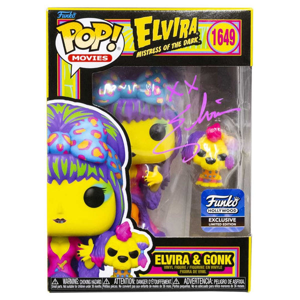 Elvira & Gonk Signed Blacklight Exclusive Funko Pop #1649