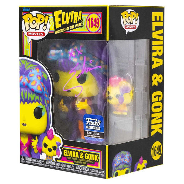 Elvira & Gonk Signed Blacklight Exclusive Funko Pop #1649